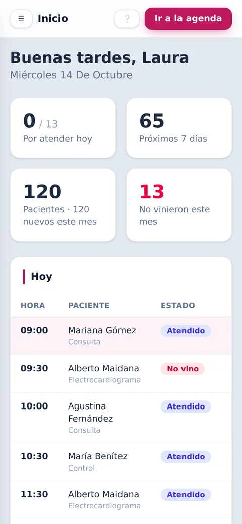 Pantalla de inicio